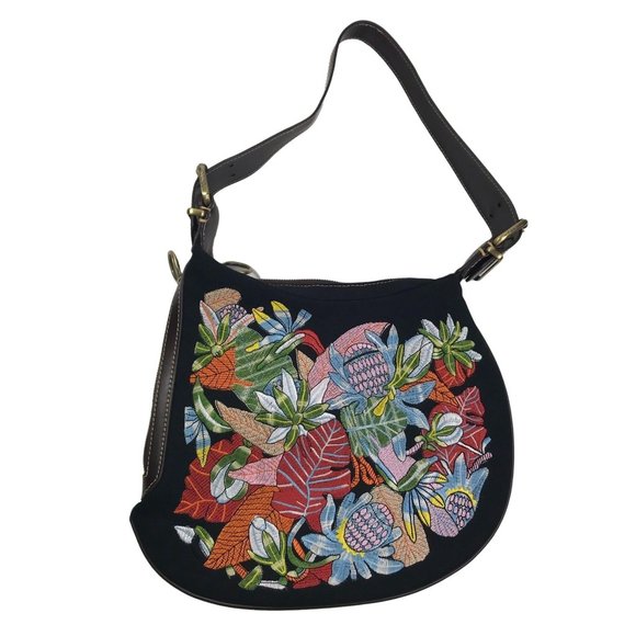 Fendi Handbags - Vintage Italian Fendi Crossbody Handbag Aloha Floral Embroidery 7B